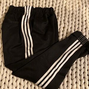 Adidas Black and white cuffed capri pants